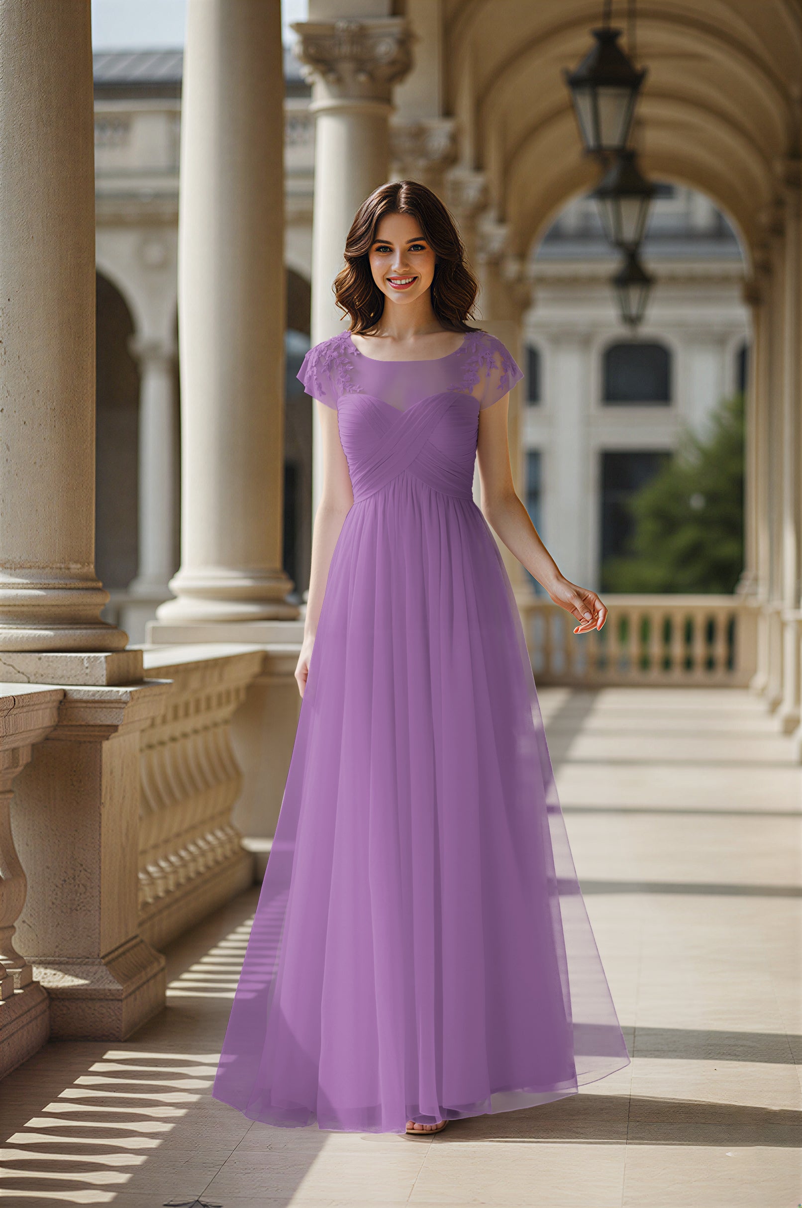 Modern Cut Bridesmaid Dress - Unique Sleeve Detail TFB8070