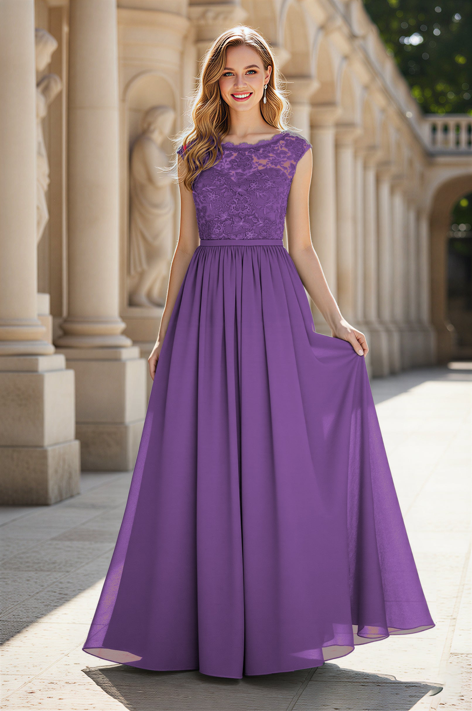Elegant & Simple Bridesmaid Dress - Round Neck A-Line TFB8072