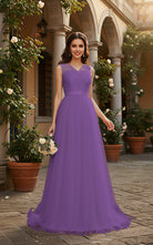 Elegant Bridesmaid Dress - Cap Sleeve Formal Gown TFB8069