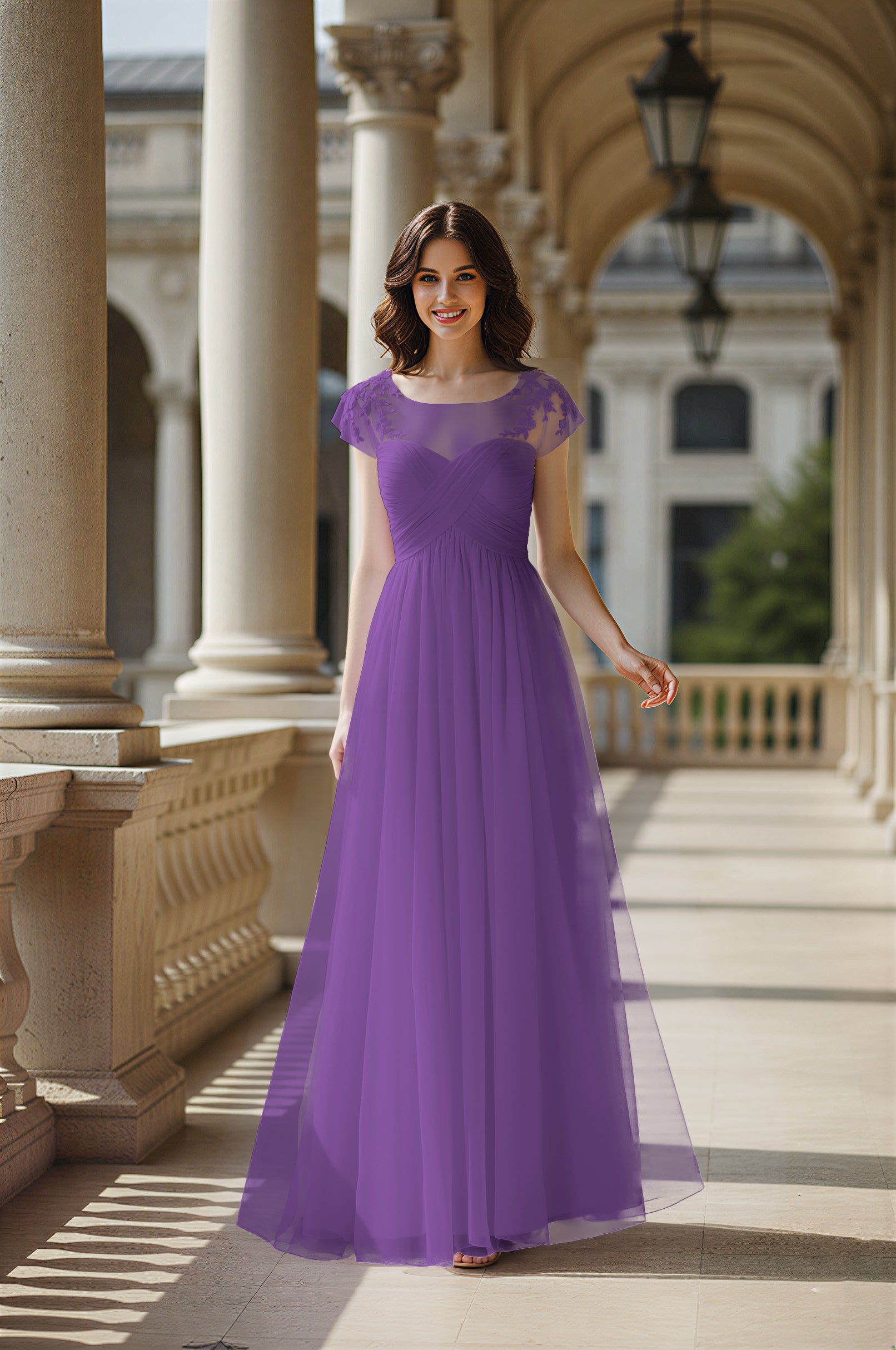 Modern Cut Bridesmaid Dress - Unique Sleeve Detail TFB8070