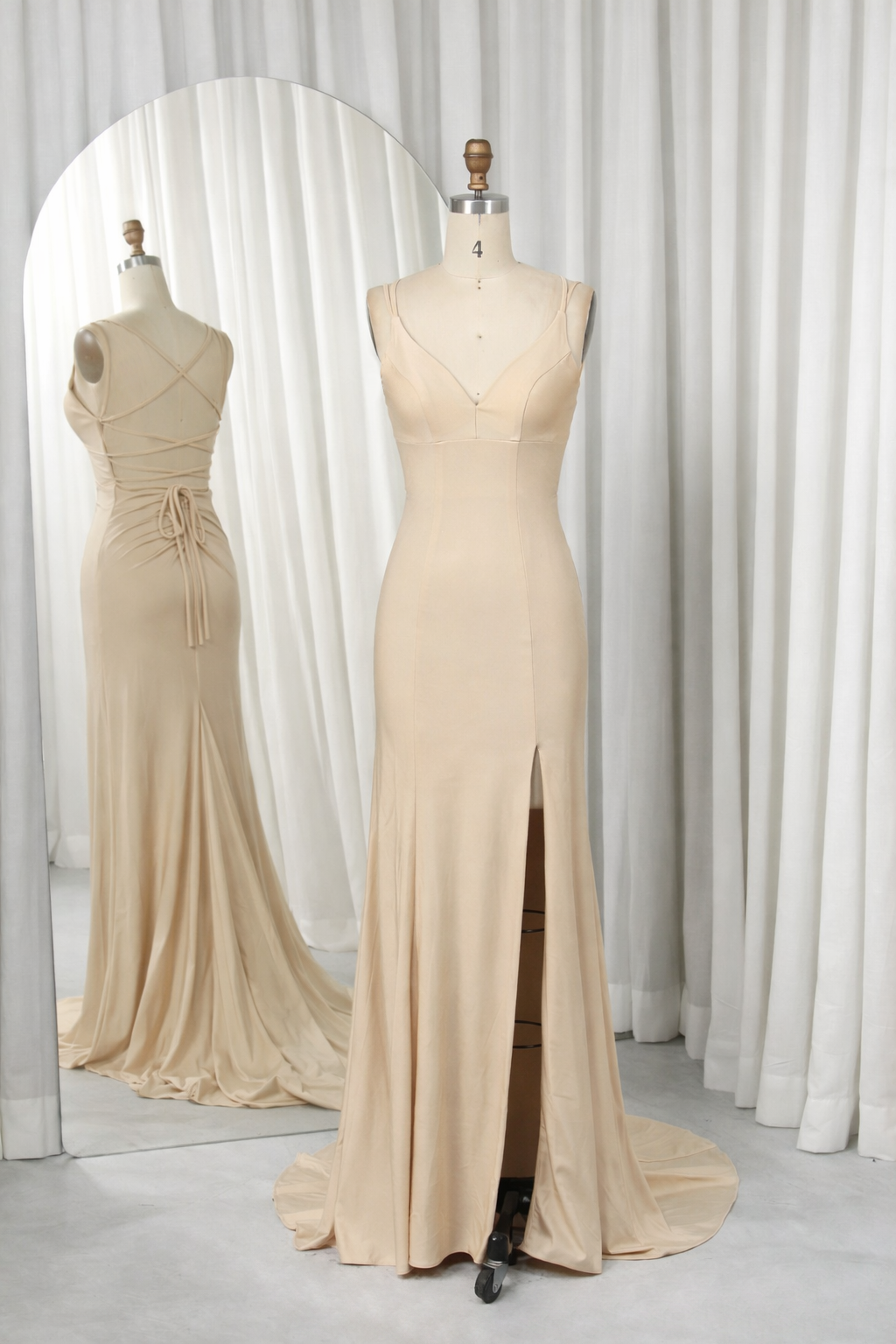 Timeless Grace: Premium Luster Satin Mermaid Gown TFB 8054 | blissfulprom