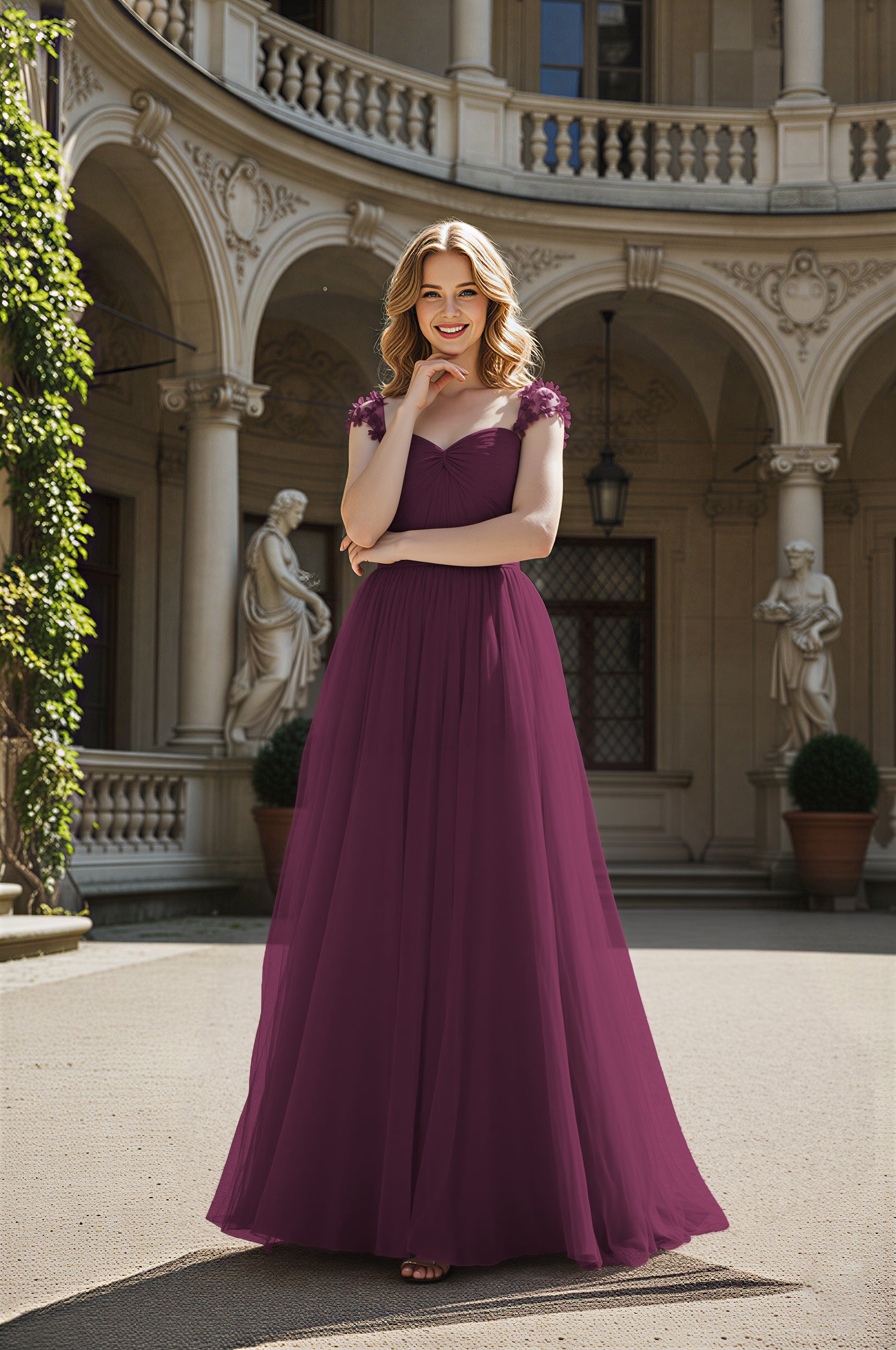 Timeless Bridesmaid Dress - Elegant Boat Neck Design TFB8066