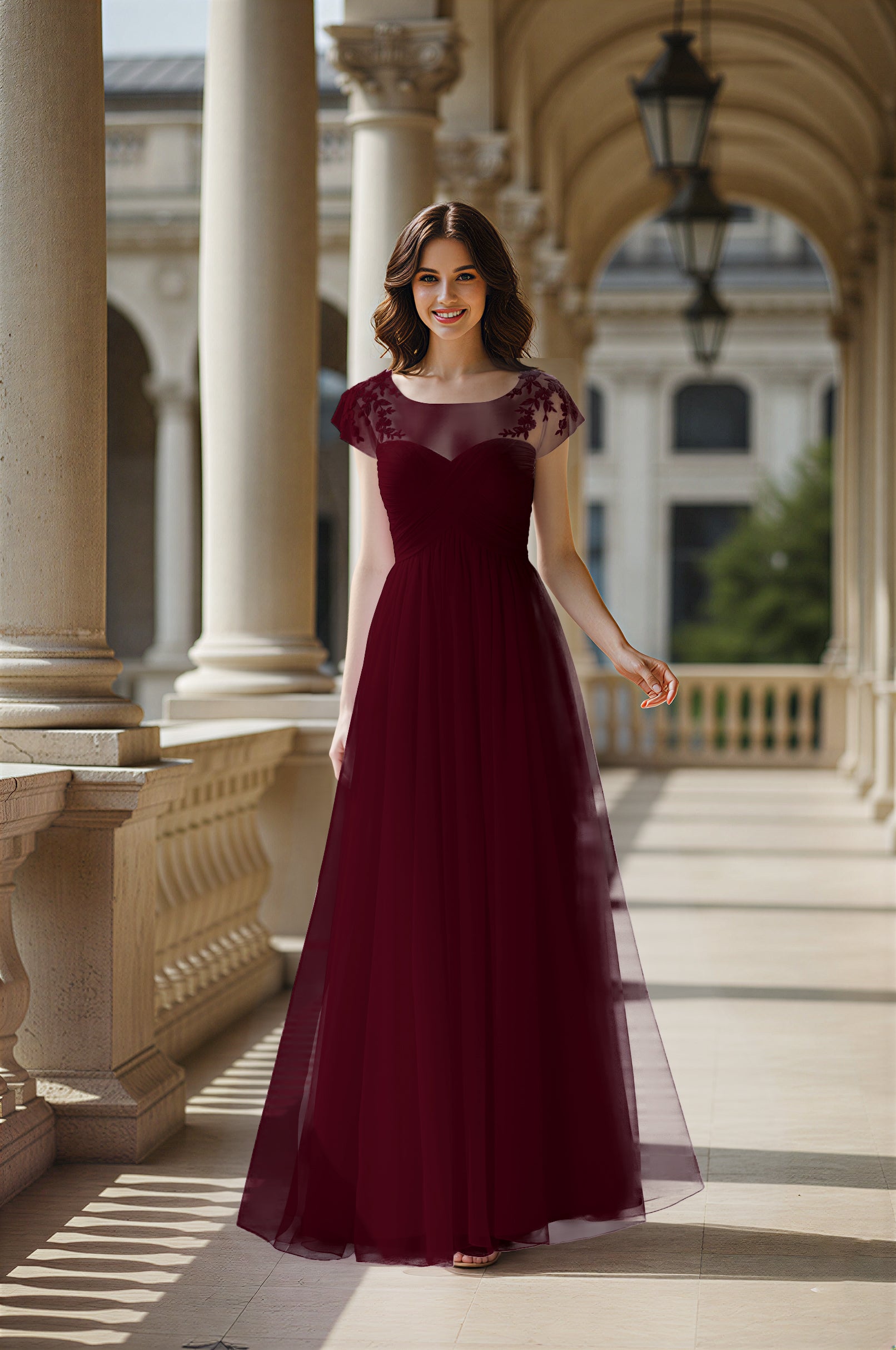 Modern Cut Bridesmaid Dress - Unique Sleeve Detail TFB8070