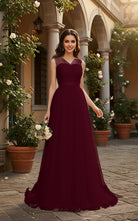 Elegant Bridesmaid Dress - Cap Sleeve Formal Gown TFB8069