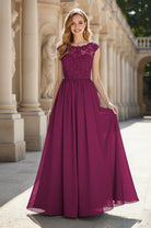 Elegant & Simple Bridesmaid Dress - Round Neck A-Line TFB8072