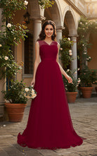 Elegant Bridesmaid Dress - Cap Sleeve Formal Gown TFB8069