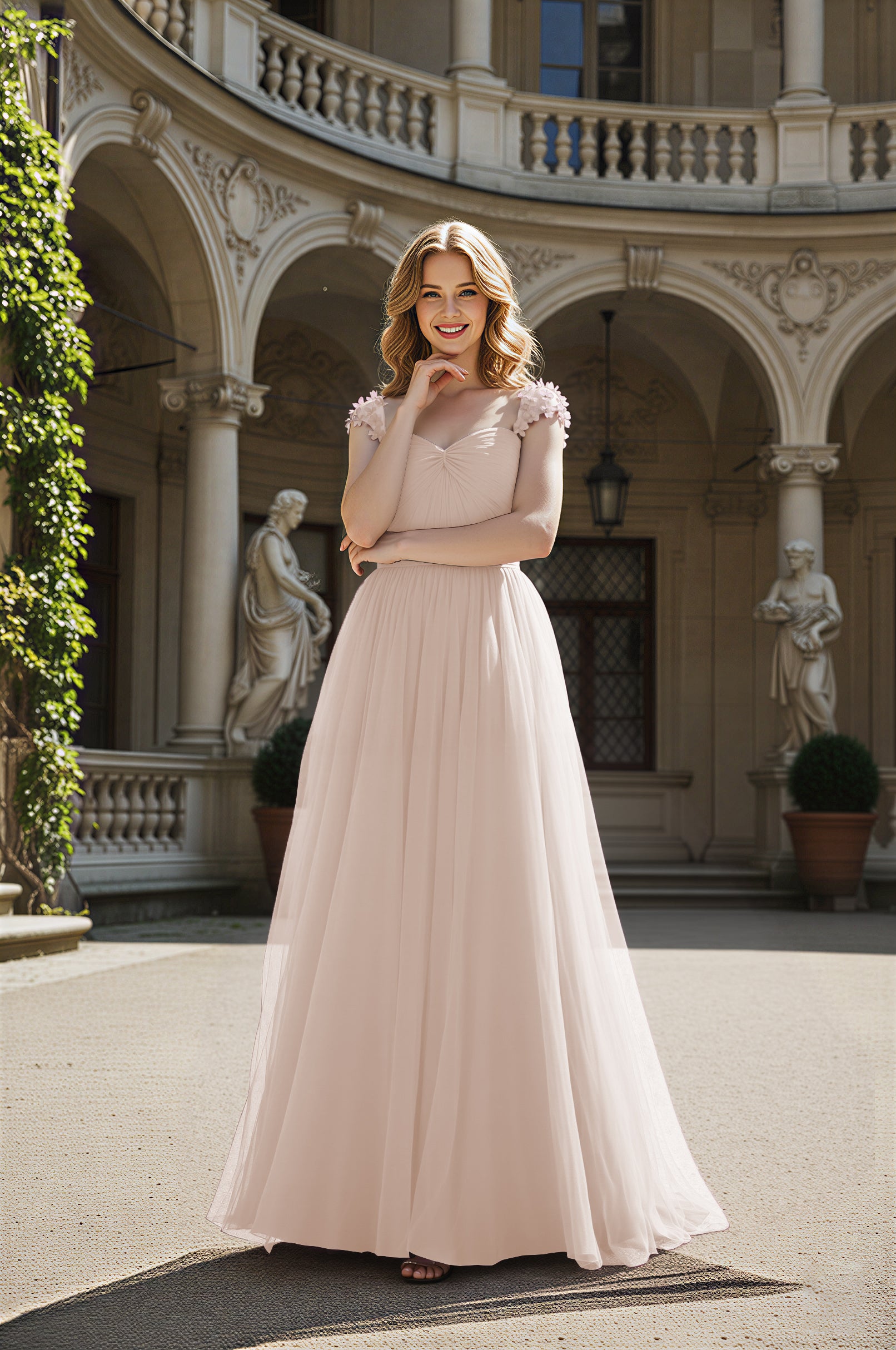Timeless Bridesmaid Dress - Elegant Boat Neck Design TFB8066