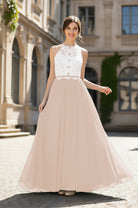 Chic Bridesmaid Dress - Lace Bodice Gown TFB8063