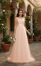 Elegant Bridesmaid Dress - Cap Sleeve Formal Gown TFB8069