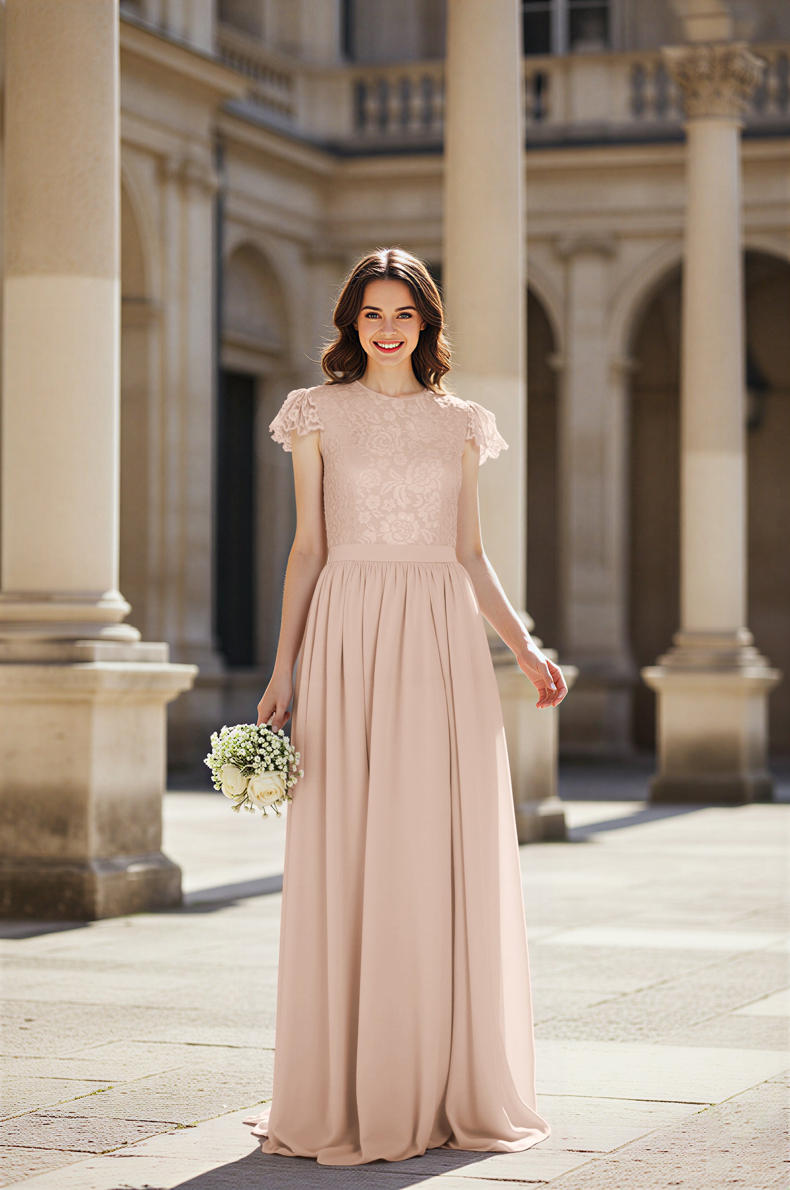 Sweetheart Neckline Bridesmaid Gown - Pleated Waist TFB8065