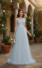 Elegant Bridesmaid Dress - Cap Sleeve Formal Gown TFB8069