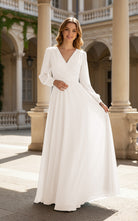 Romantic Bridesmaid Gown - Ruffled Sleeve Design TFB8068