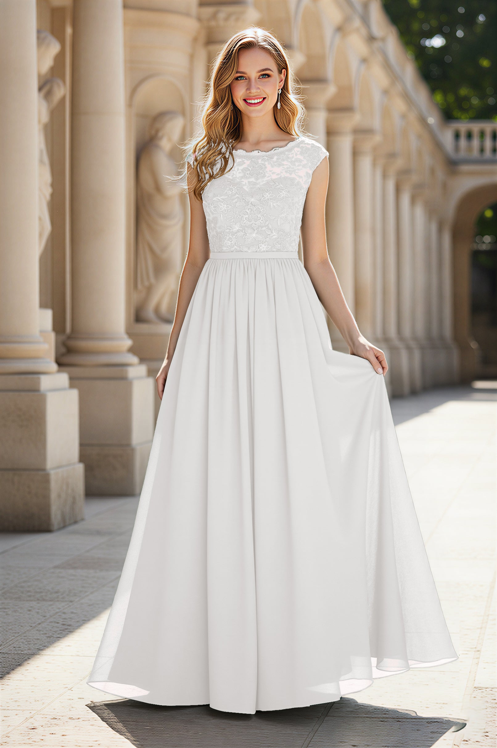 Elegant & Simple Bridesmaid Dress - Round Neck A-Line TFB8072