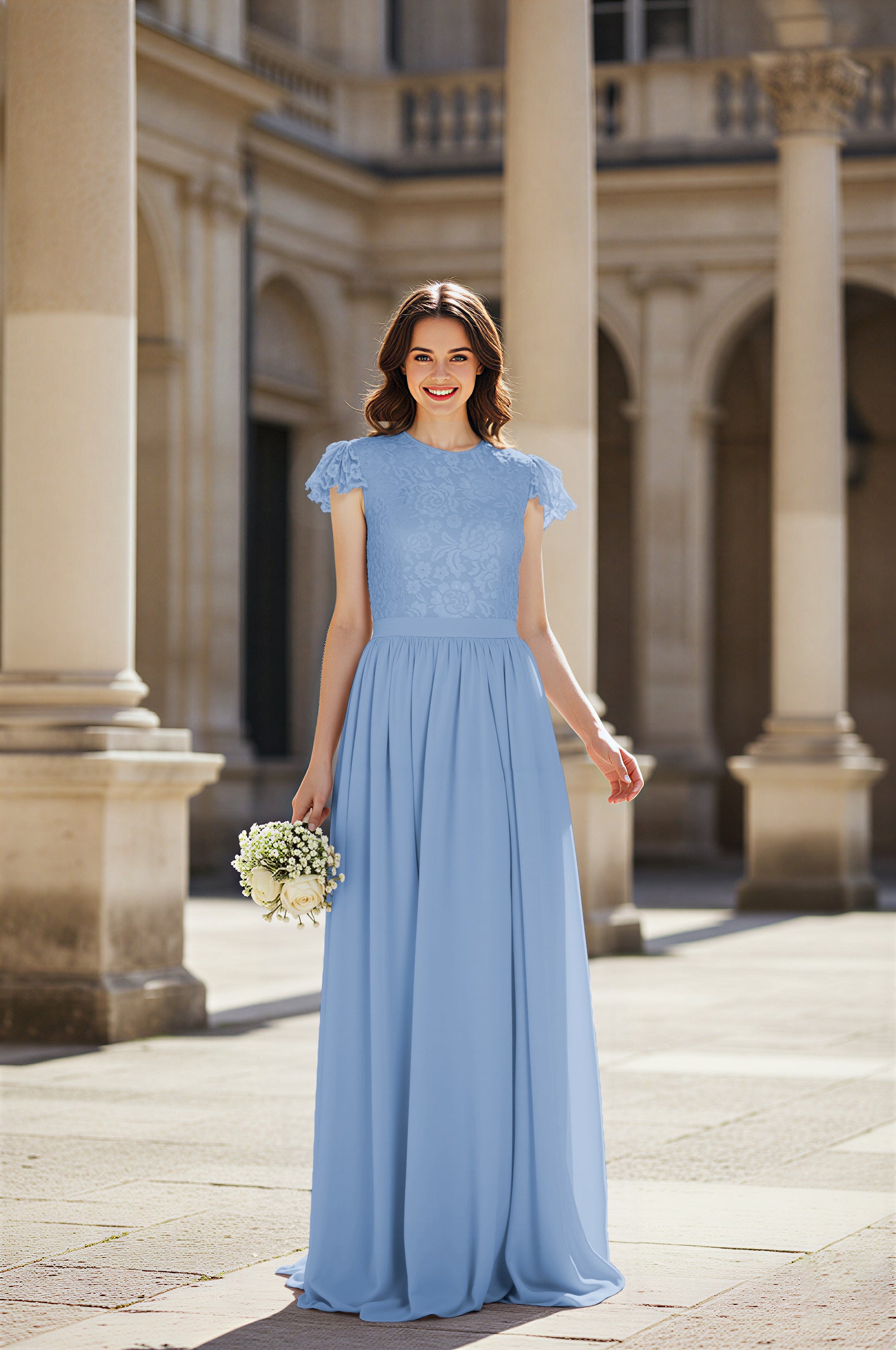 Sweetheart Neckline Bridesmaid Gown - Pleated Waist TFB8065