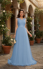Elegant Bridesmaid Dress - Cap Sleeve Formal Gown TFB8069