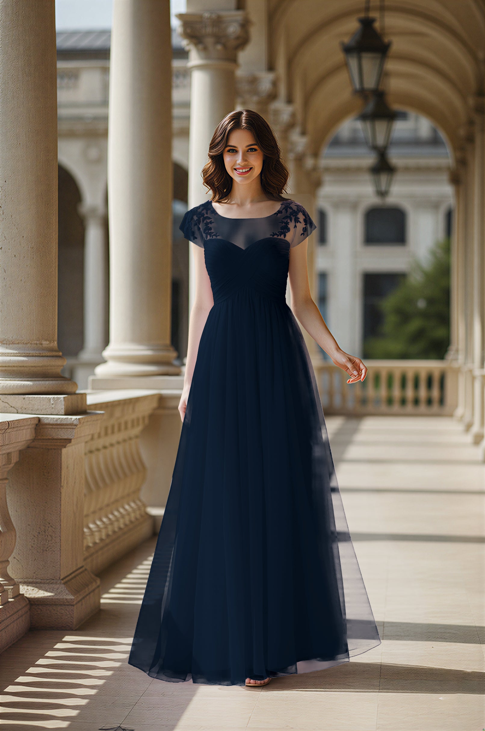 Modern Cut Bridesmaid Dress - Unique Sleeve Detail TFB8070