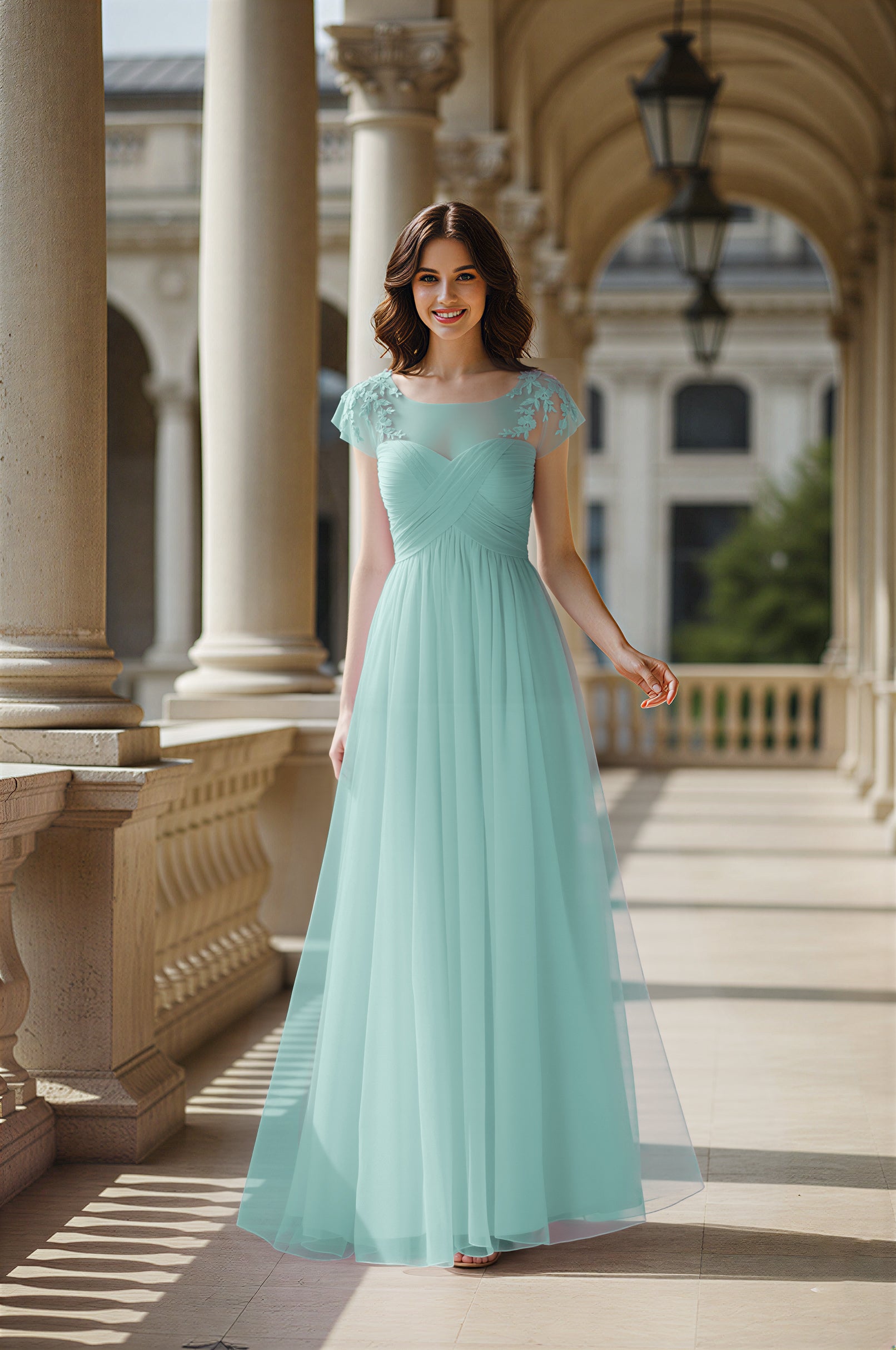 Modern Cut Bridesmaid Dress - Unique Sleeve Detail TFB8070