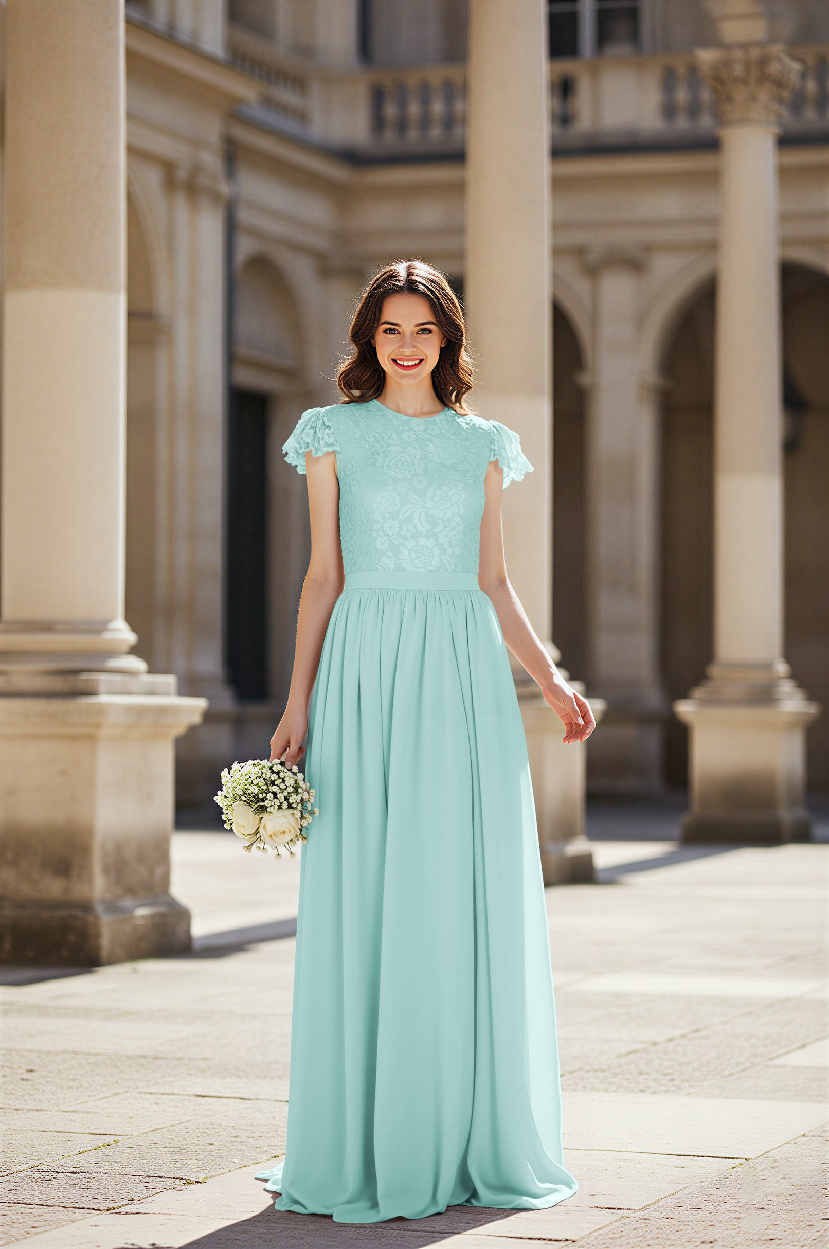 Sweetheart Neckline Bridesmaid Gown - Pleated Waist TFB8065