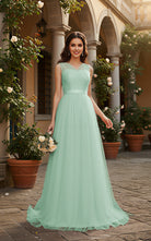 Elegant Bridesmaid Dress - Cap Sleeve Formal Gown TFB8069