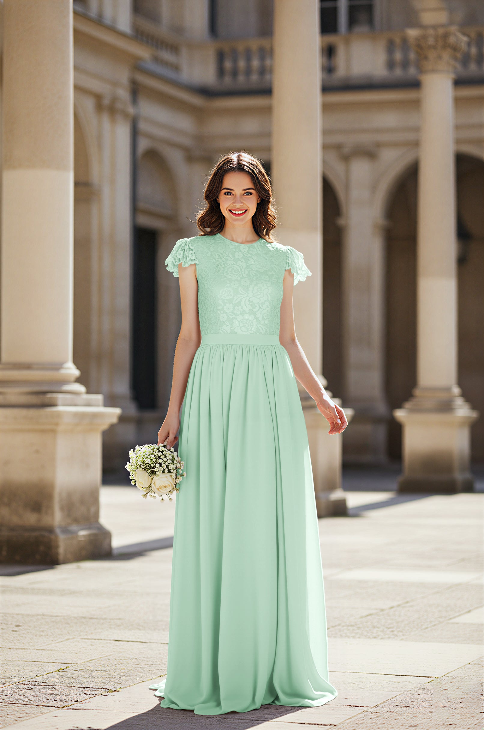 Sweetheart Neckline Bridesmaid Gown - Pleated Waist TFB8065