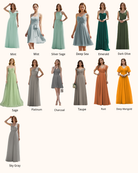 Ruffle Off-Shoulder Spaghetti Strap A-Line Chiffon Bridesmaid Dress TFB 8033 | blissfulprom