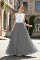 Chic Bridesmaid Dress - Lace Bodice Gown TFB8063