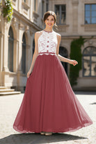 Chic Bridesmaid Dress - Lace Bodice Gown TFB8063