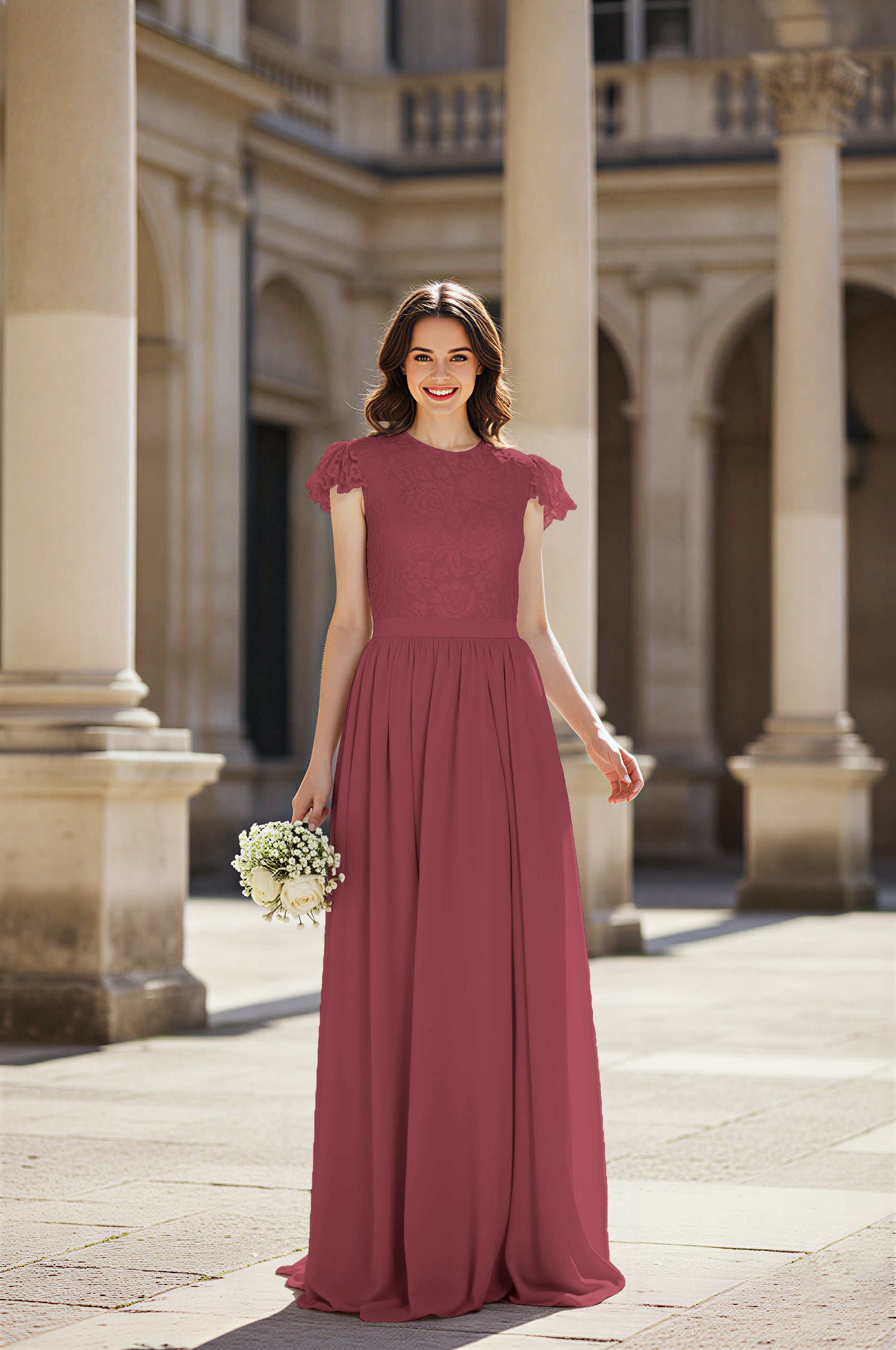 Sweetheart Neckline Bridesmaid Gown - Pleated Waist TFB8065