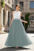 Chic Bridesmaid Dress - Lace Bodice Gown TFB8063