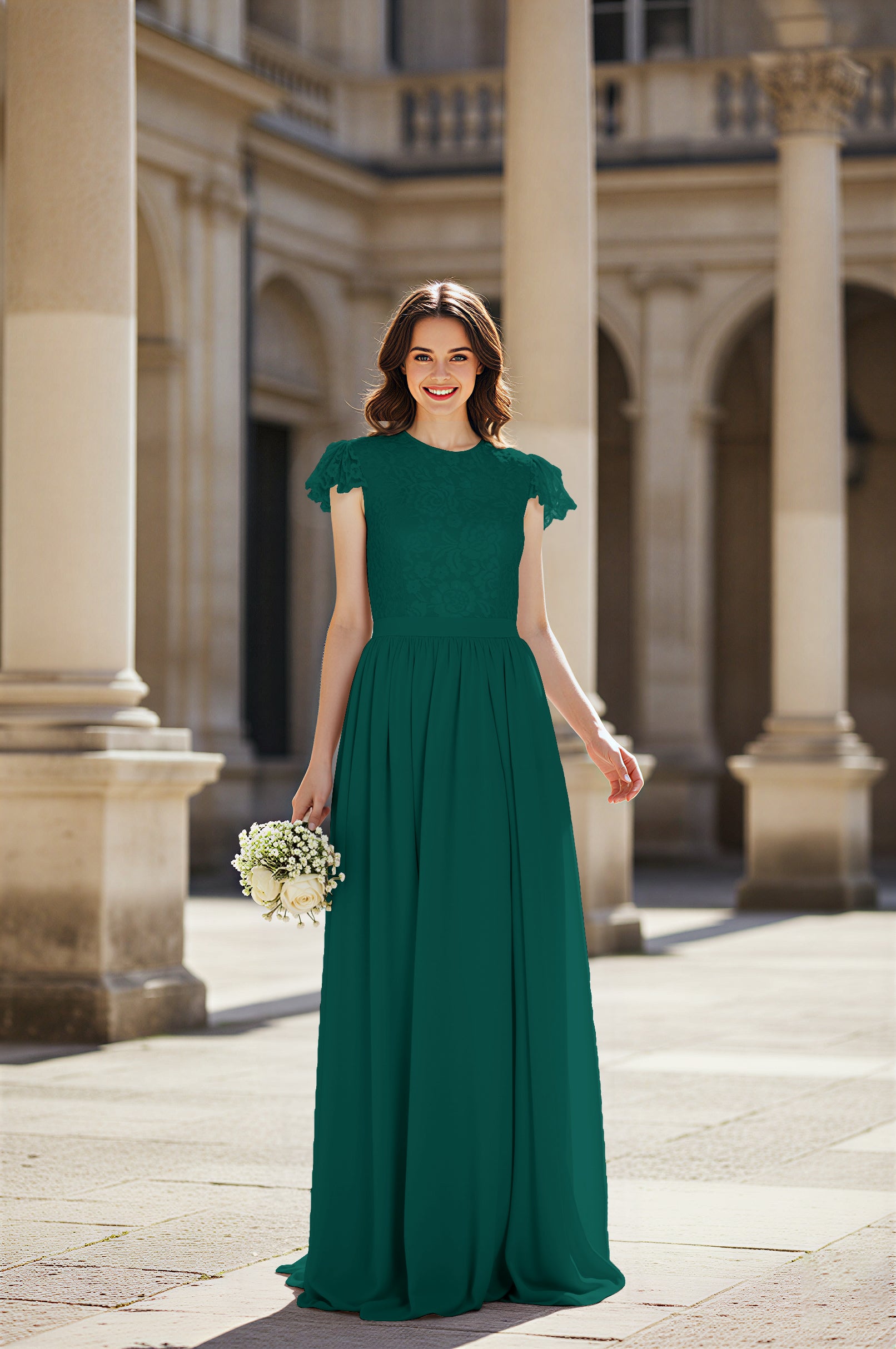 Sweetheart Neckline Bridesmaid Gown - Pleated Waist TFB8065