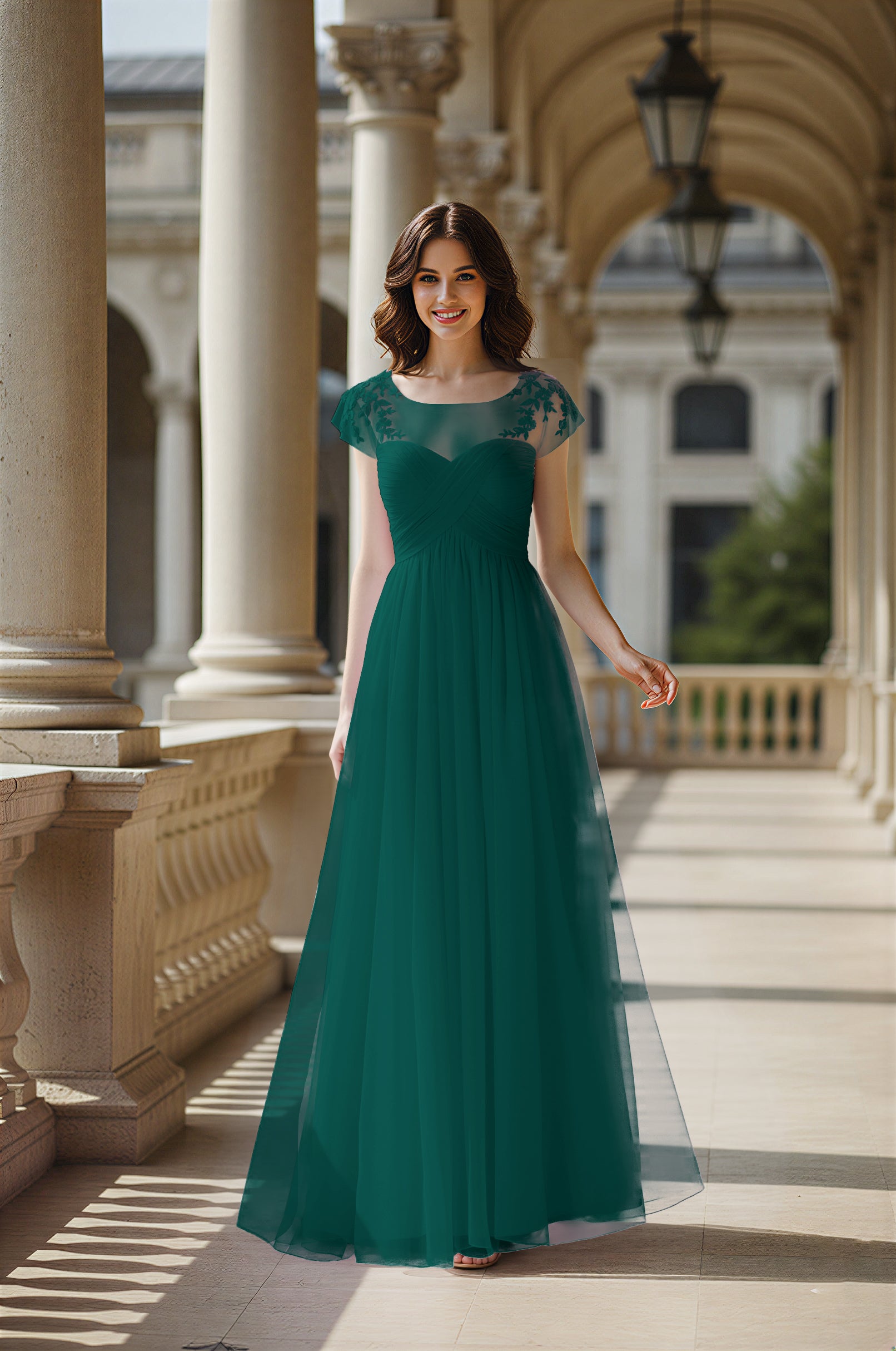 Modern Cut Bridesmaid Dress - Unique Sleeve Detail TFB8070