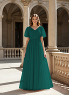 Graceful Bridesmaid Gown - Flutter Sleeve Design TFB8073