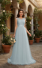 Elegant Bridesmaid Dress - Cap Sleeve Formal Gown TFB8069
