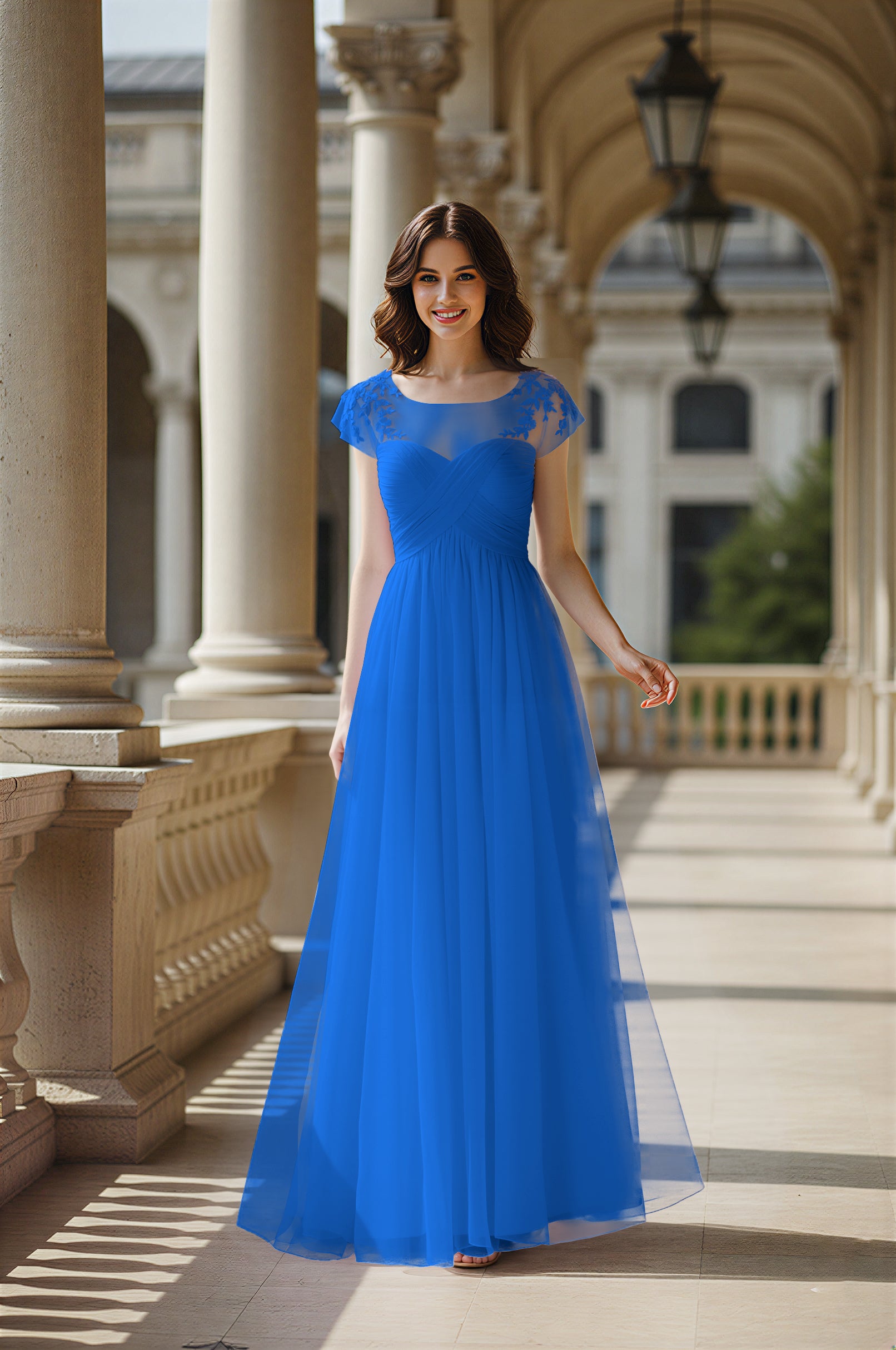 Modern Cut Bridesmaid Dress - Unique Sleeve Detail TFB8070