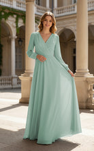 Romantic Bridesmaid Gown - Ruffled Sleeve Design TFB8068