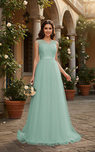 Elegant Bridesmaid Dress - Cap Sleeve Formal Gown TFB8069