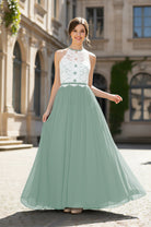 Chic Bridesmaid Dress - Lace Bodice Gown TFB8063
