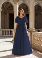 Graceful Bridesmaid Gown - Flutter Sleeve Design TFB8073