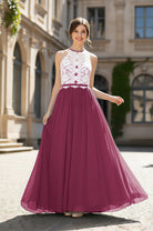 Chic Bridesmaid Dress - Lace Bodice Gown TFB8063