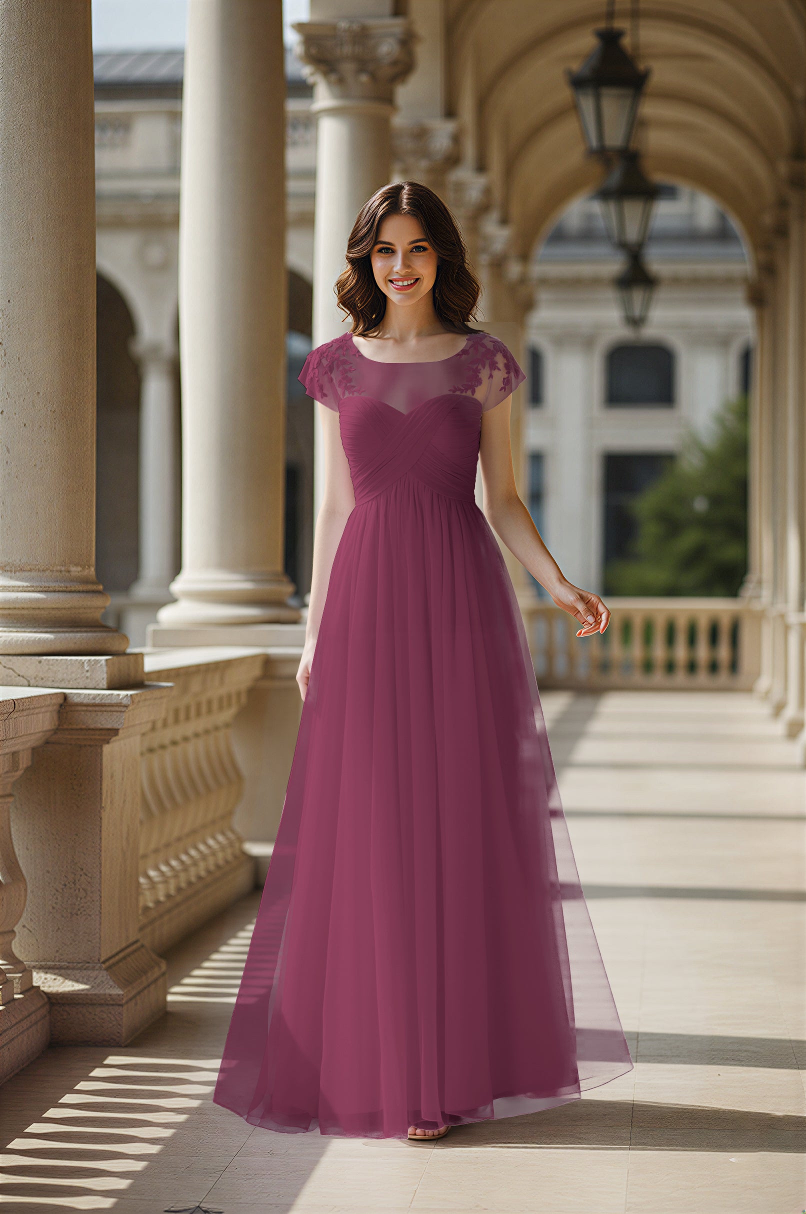 Modern Cut Bridesmaid Dress - Unique Sleeve Detail TFB8070