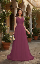 Elegant Bridesmaid Dress - Cap Sleeve Formal Gown TFB8069