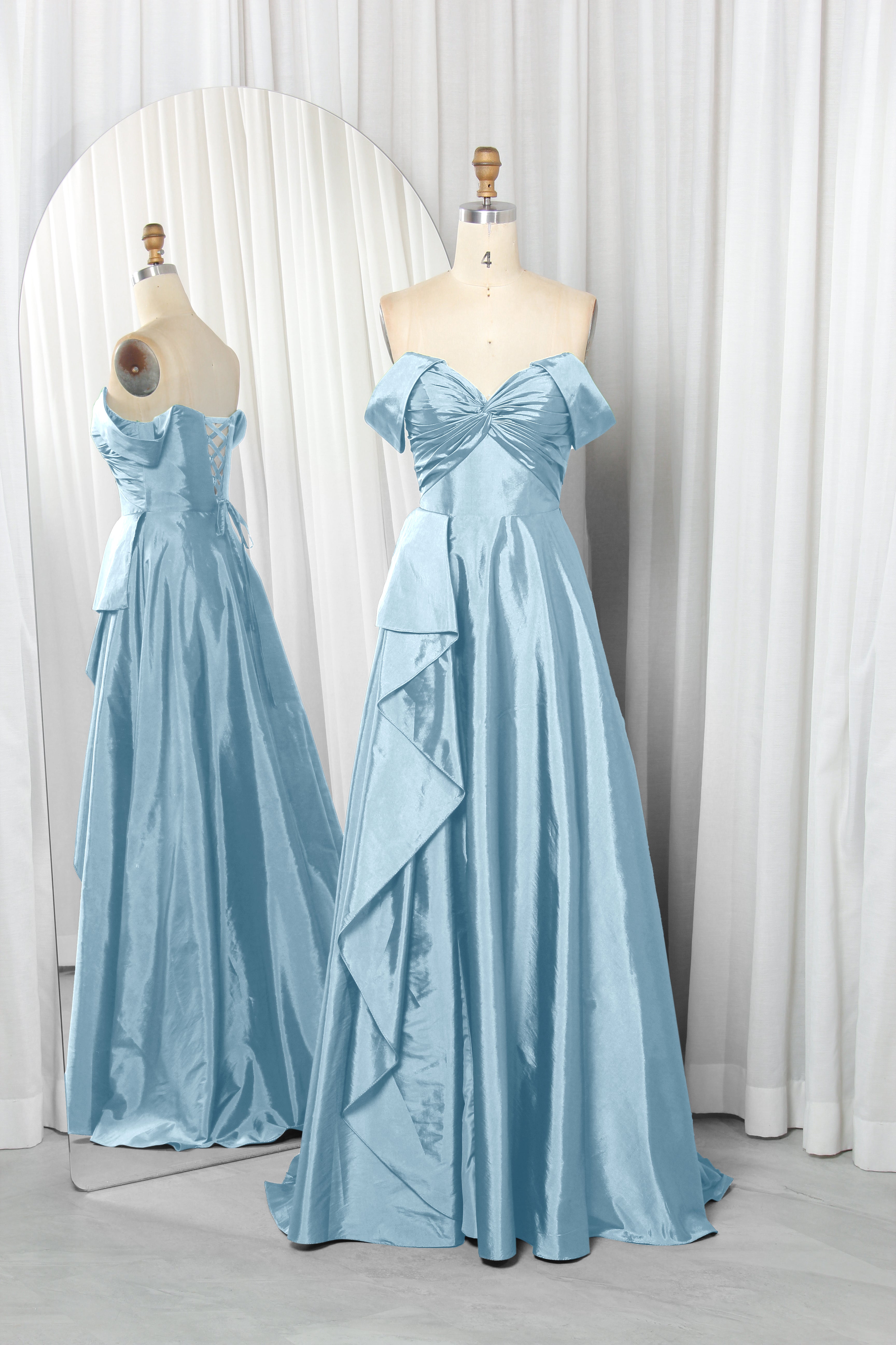  off-the-shoulder A-line prom dress 