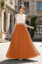 Chic Bridesmaid Dress - Lace Bodice Gown TFB8063