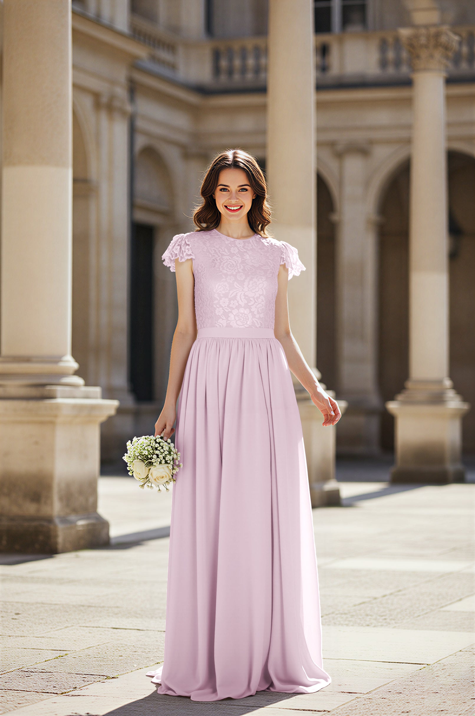 Sweetheart Neckline Bridesmaid Gown - Pleated Waist TFB8065