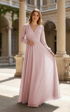 Romantic Bridesmaid Gown - Ruffled Sleeve Design TFB8068