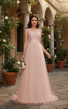 Elegant Bridesmaid Dress - Cap Sleeve Formal Gown TFB8069