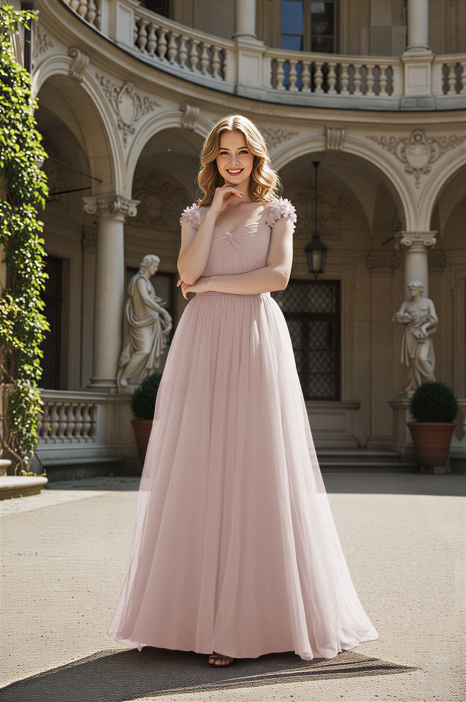 Timeless Bridesmaid Dress - Elegant Boat Neck Design TFB8066