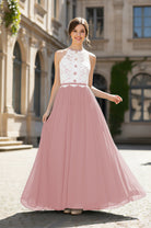 Chic Bridesmaid Dress - Lace Bodice Gown TFB8063