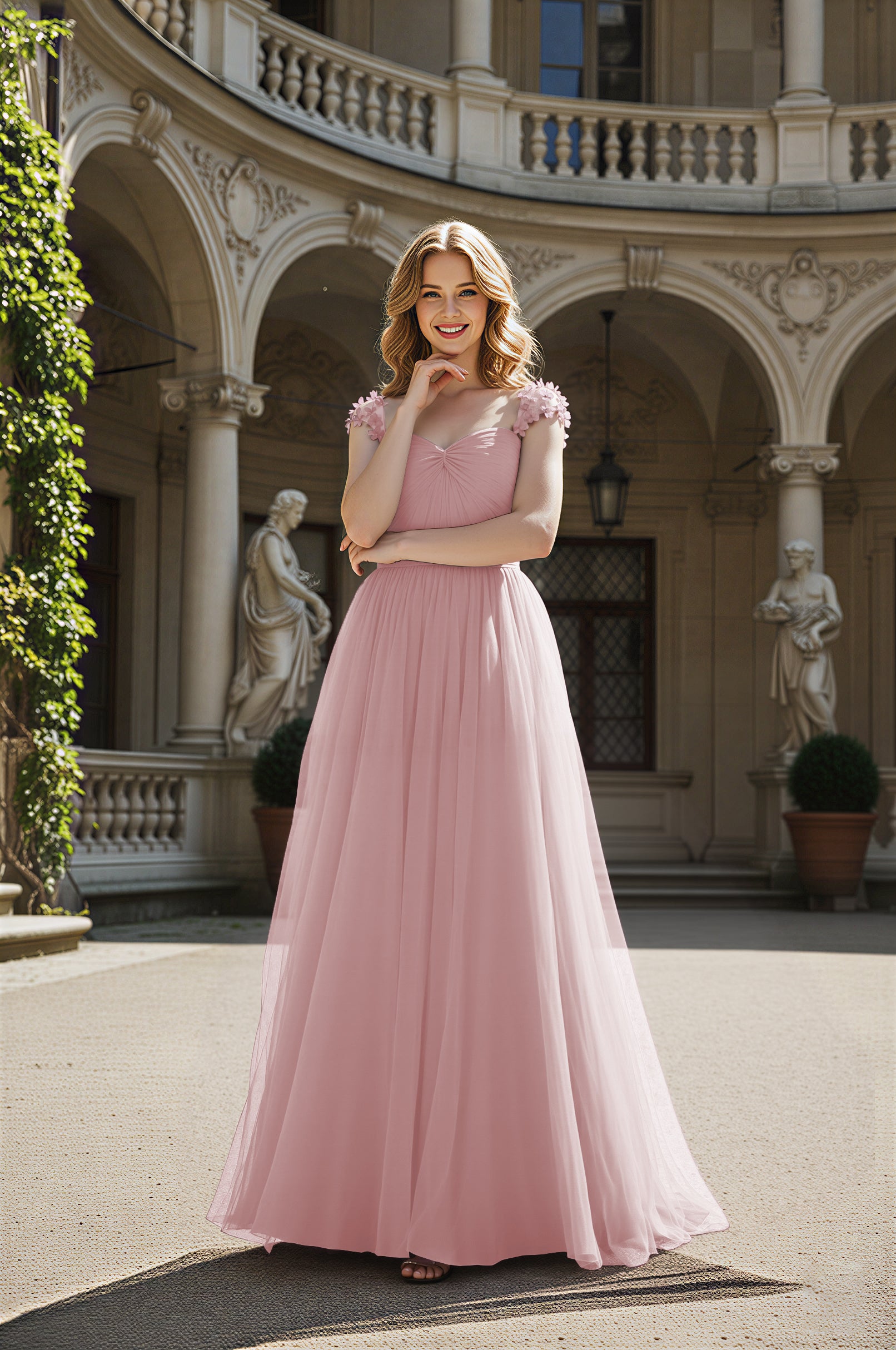 Timeless Bridesmaid Dress - Elegant Boat Neck Design TFB8066