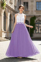 Chic Bridesmaid Dress - Lace Bodice Gown TFB8063